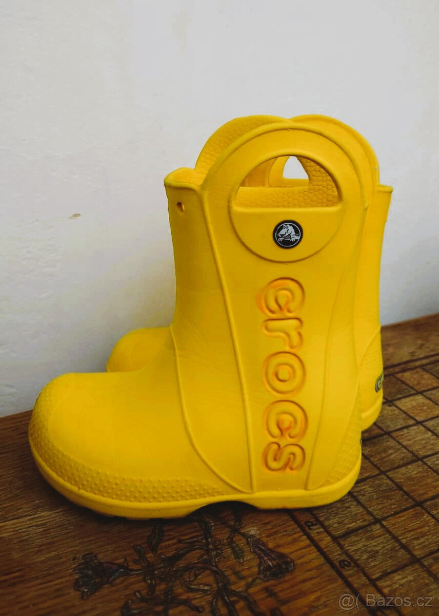 Dětské Holínky Crocs Handle Rain Boot Žluté, vel. C11 - 3
