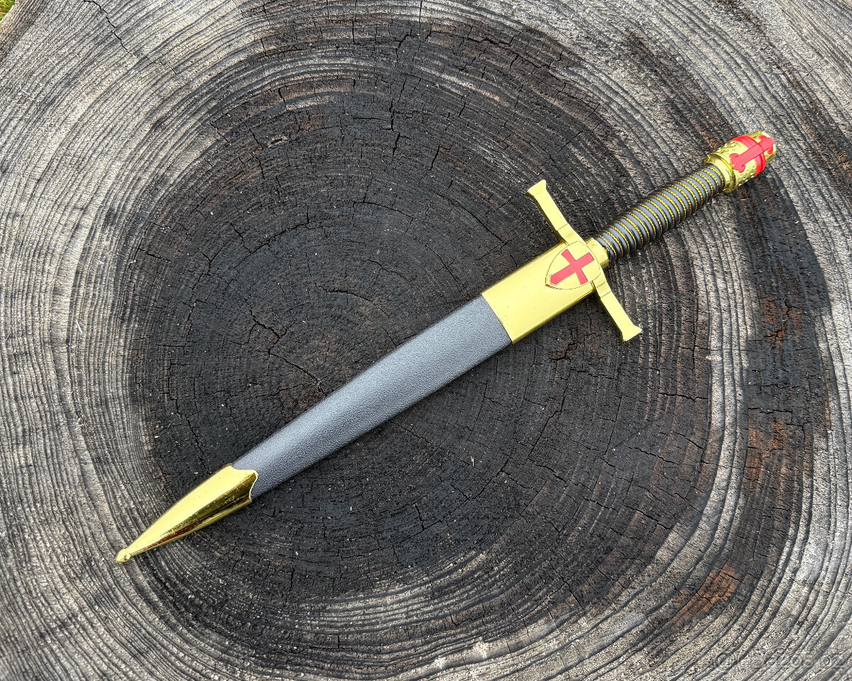 Dekorativní křižácká dýka s pochvou - replika na zeď - 3