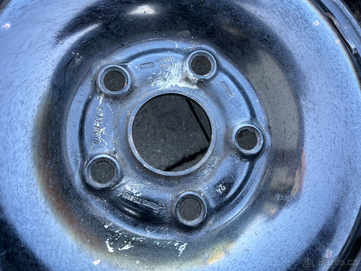 4x plechové disky vw 5x112 R15, zimní pneu 70% - 3