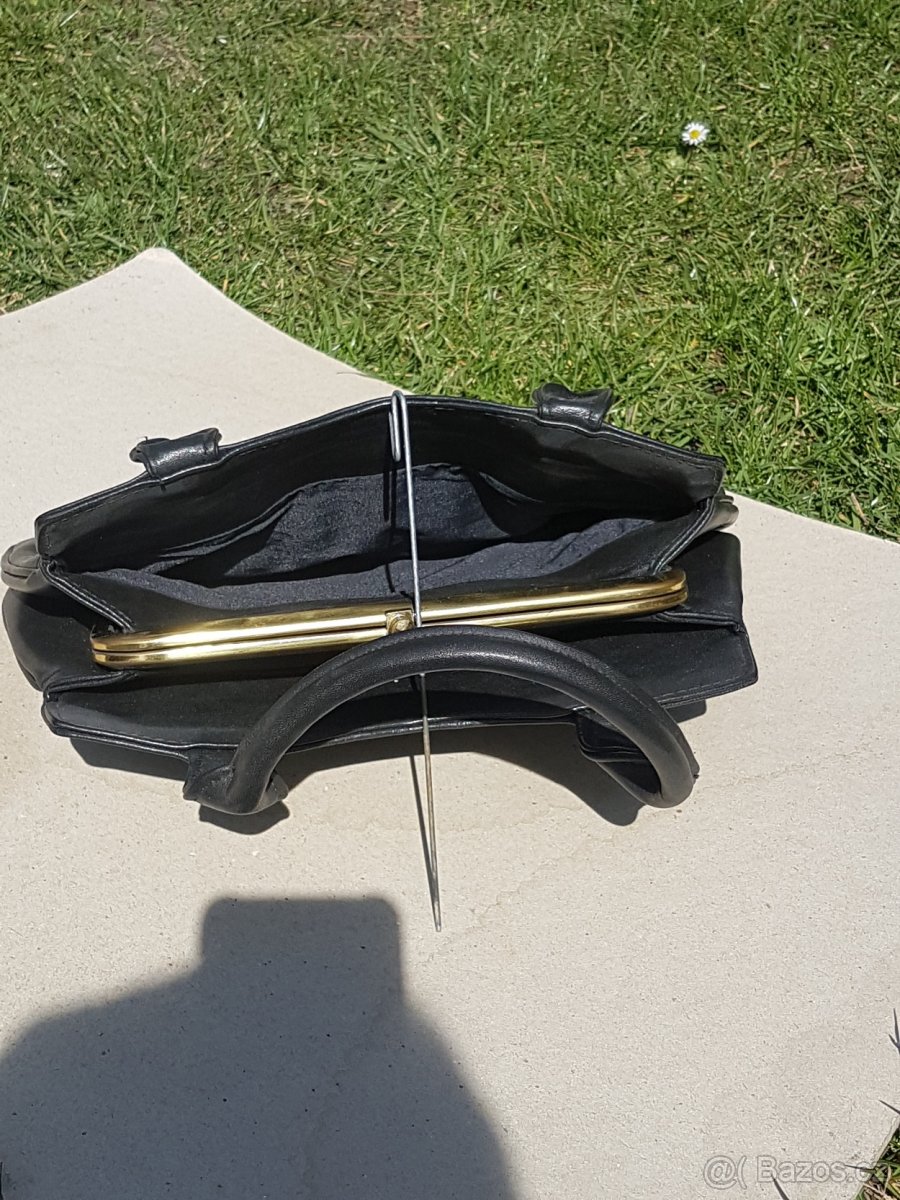 Tmavě hnědá kožená kabelka - 3