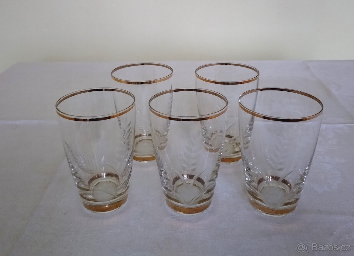 skleničky na vodu 4+1, 80. léta - 3