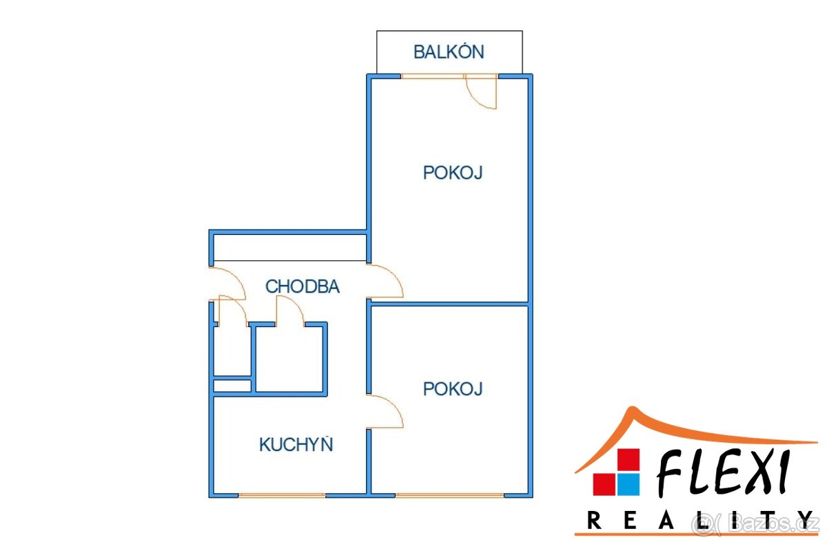 Pronájem bytu 2+1 s balkónem, 50 m², ul. Mitušova, Ostrava - - 3
