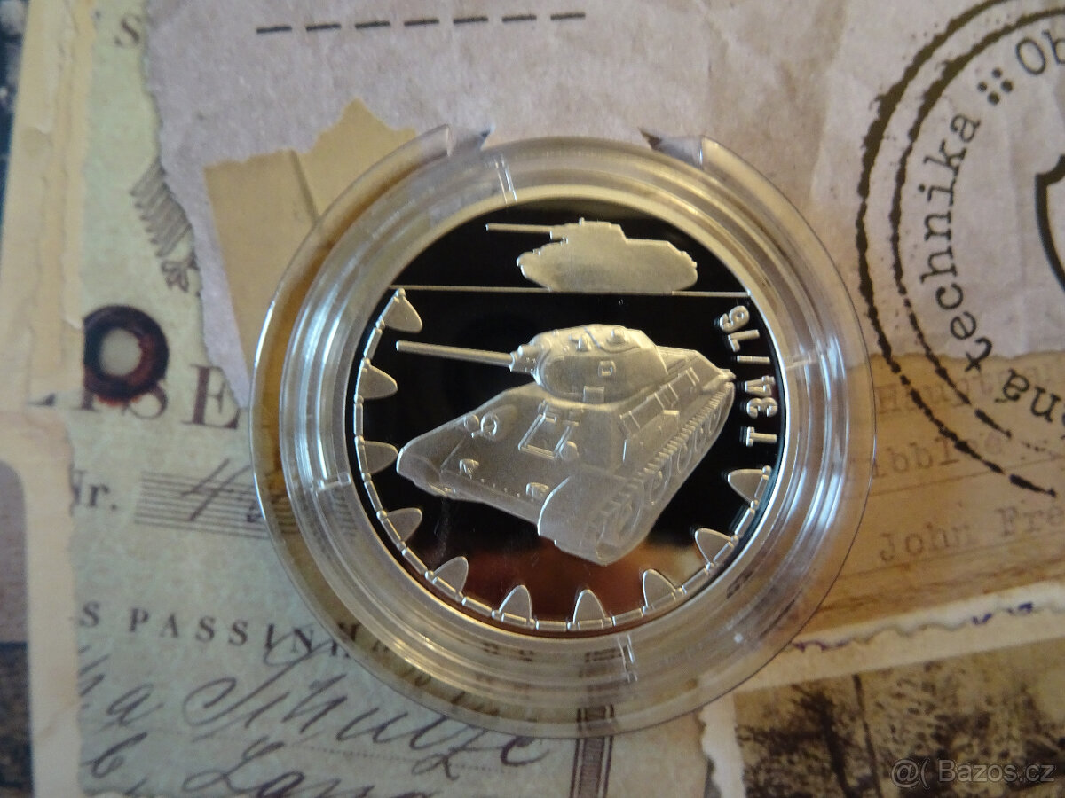 Stříbrná mince Obrněná technika - T-34/76 proof - 3