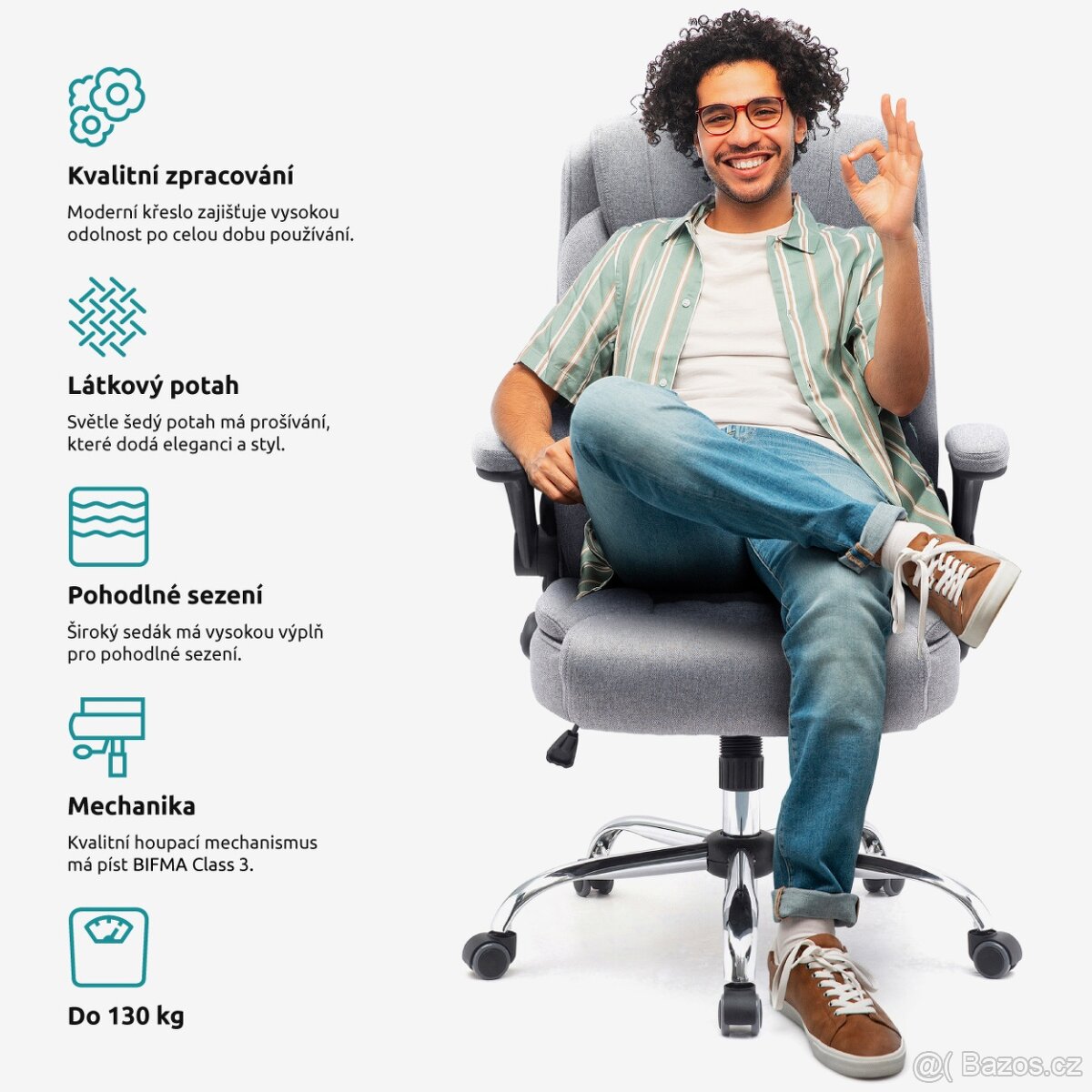 NOVÉ - Kancelářské křeslo COMFORTABLE nosnost 130 kg - 3