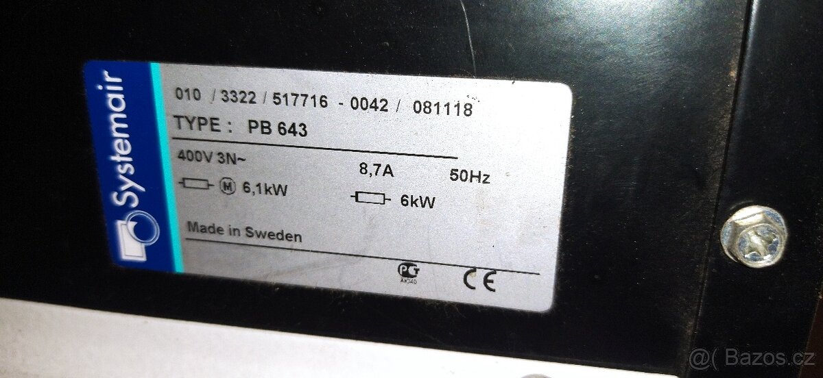 Prodám Vzduchová clona Systemair PB643 - 3