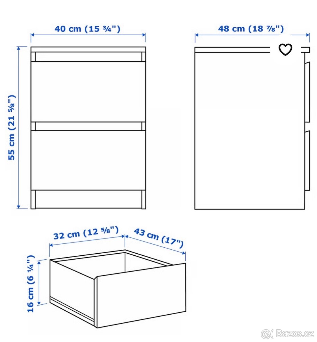 Ikea Malm komoda šedá - 3