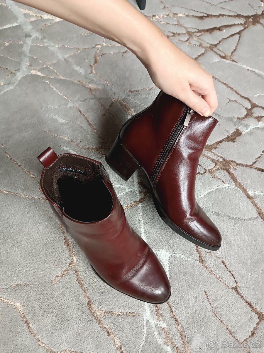 Kotníkové bordó boty 39 - 3