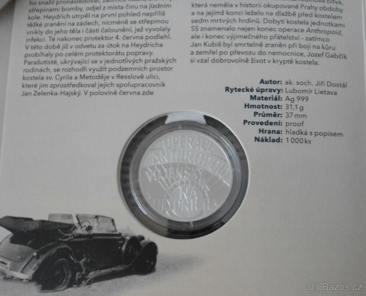 Stříbrná medaile Jozef Gabčík a Jan Kubiš proof - 3