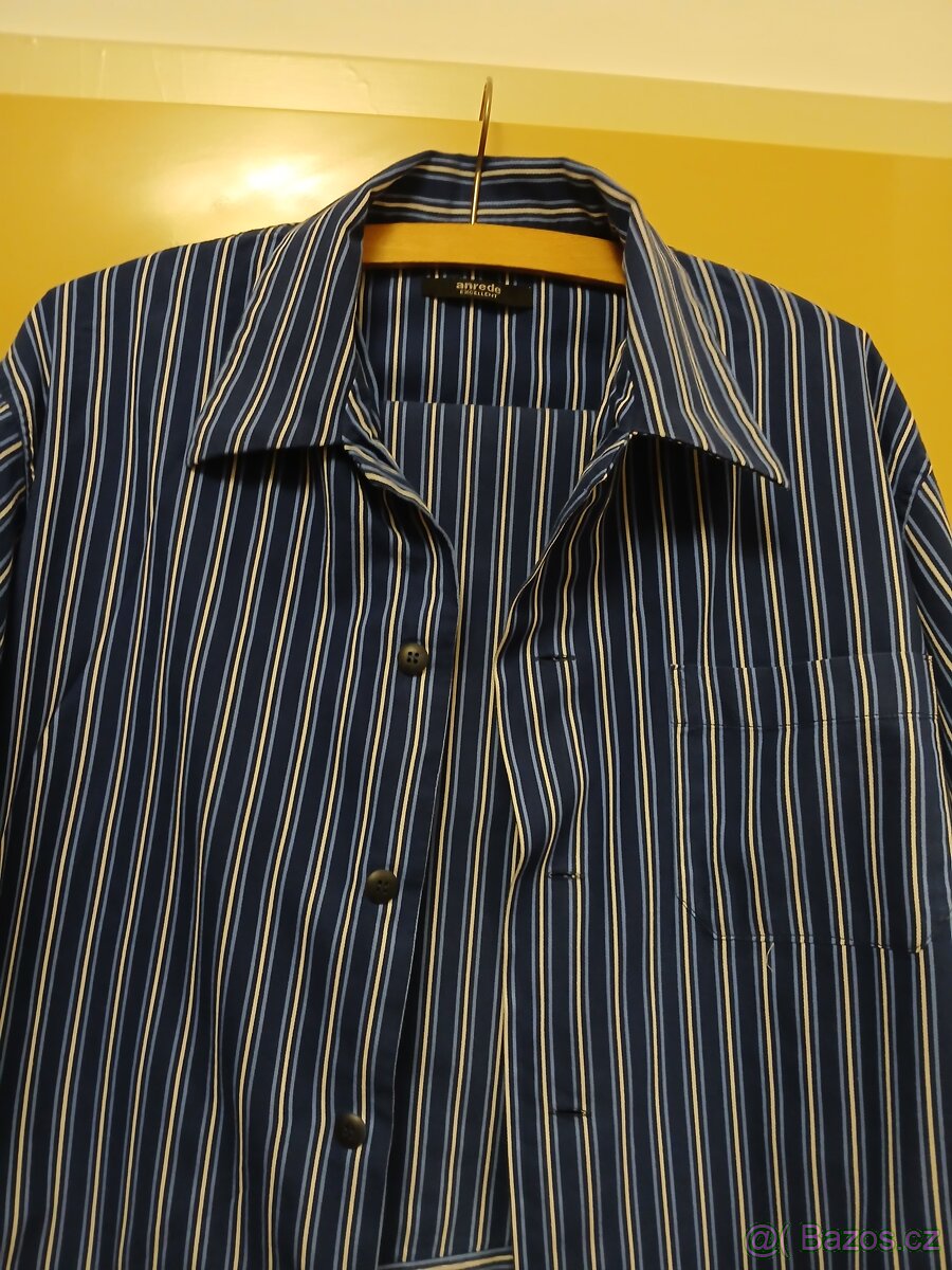 Pánské pyžamo vel. L - XL, plátěné 100% bavlna, proužek - 3