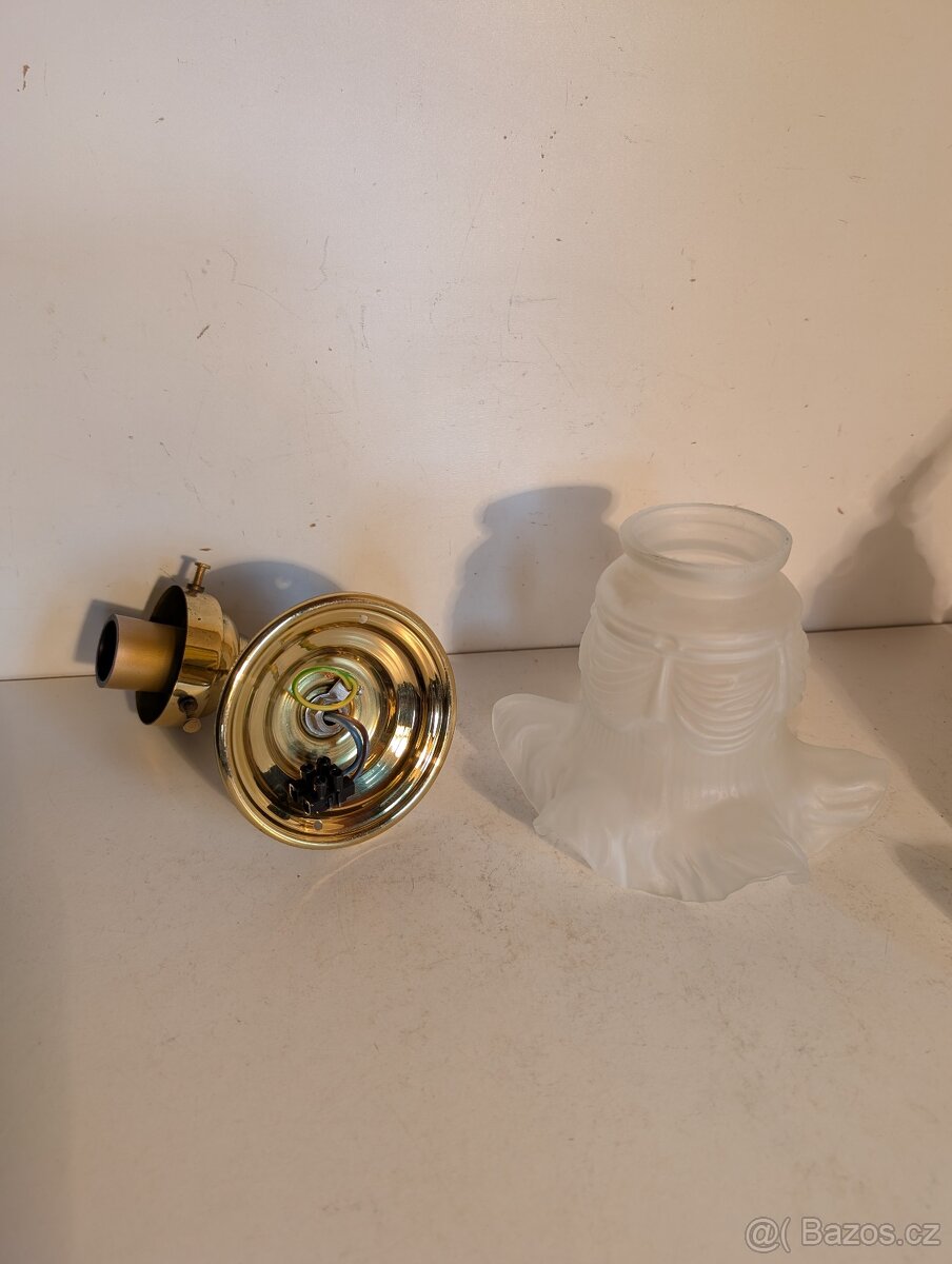 mosazná stará lampa lampička stínidlo zvoneček - 3