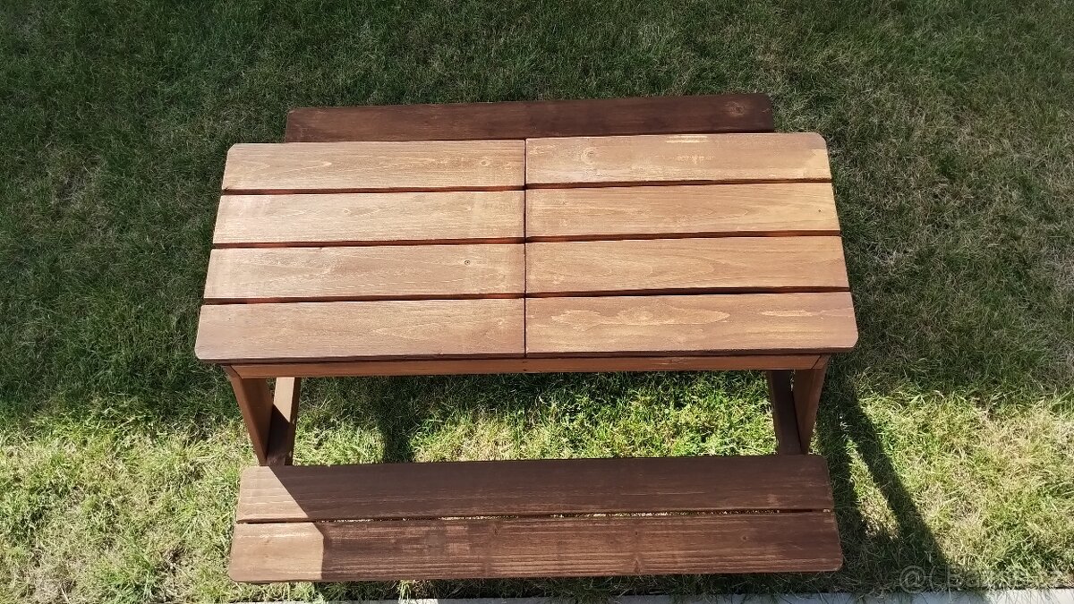 Dětská zahradní lavice s hracím stolem - 3