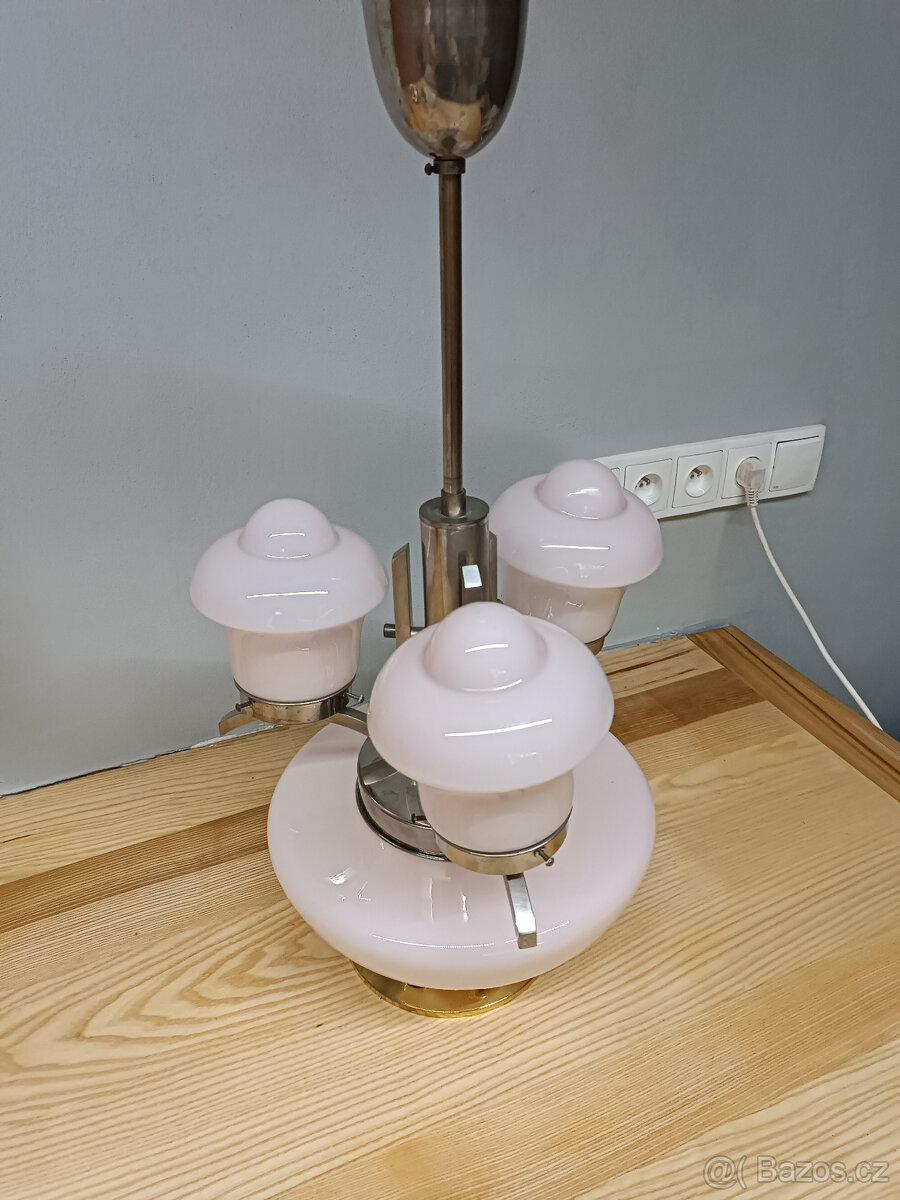 ART DECO LUSTR RŮŽOVÉ STÍNIDLA ZMRZLINA - 3