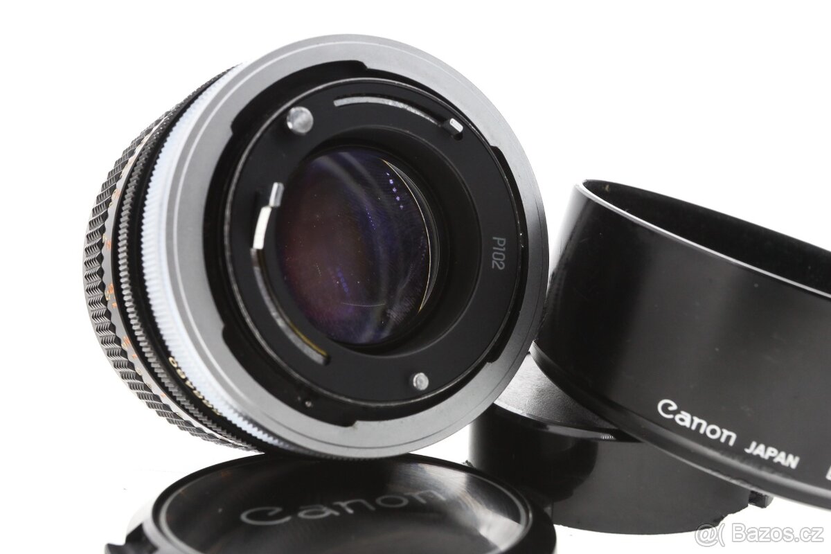 objektiv Canon FD 50mm f/1.4 S.S.C. + sluneční clona + adap - 3