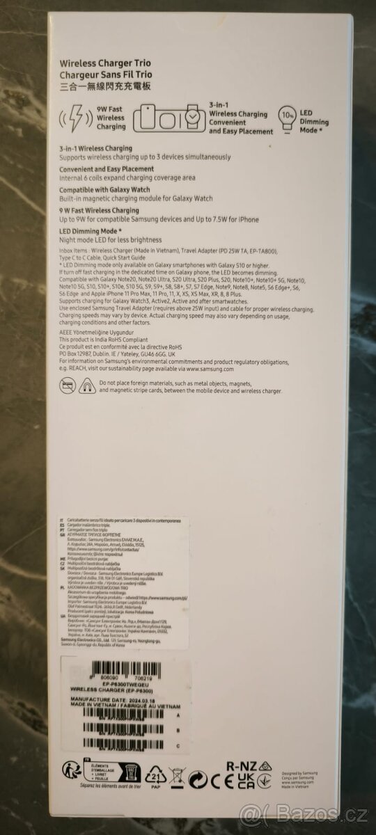 Samsung bezdrátová nabíječka Trio EP-P6300 bílá - 3