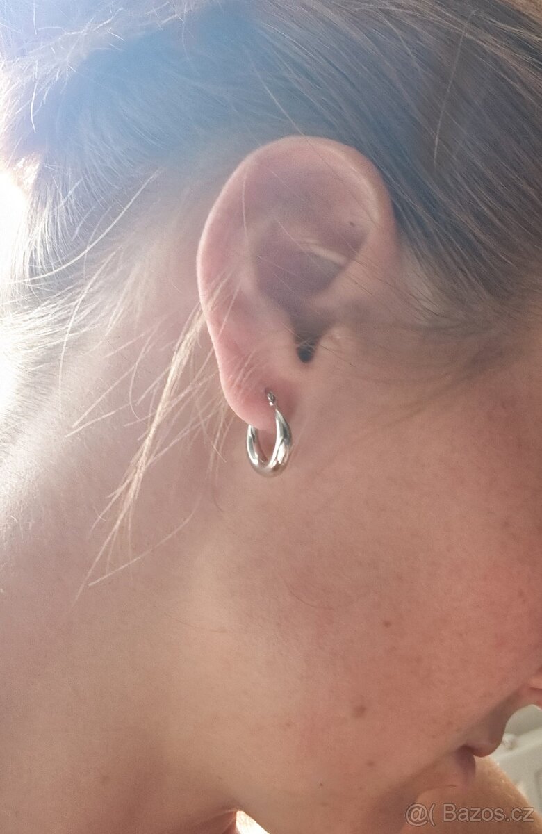 Nové dámské stříbrné náušnice Kulaté 925 kroužky kruhy - 3