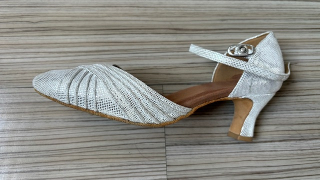 kožené stříbrné taneční boty - 3