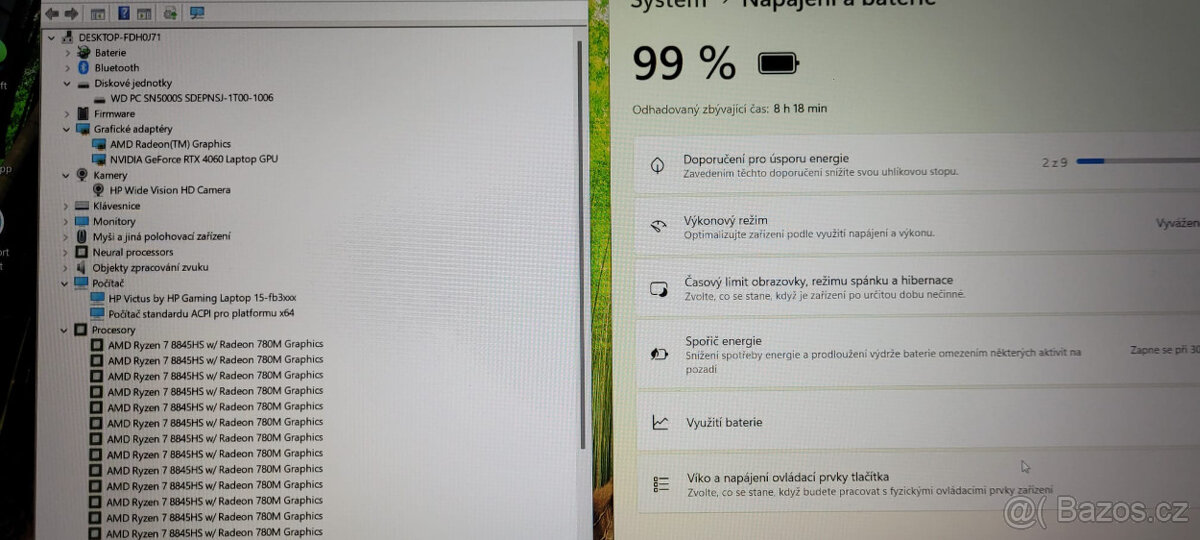 HP, Ryzen 7-8845 8/16x 5,10GHz, 16GB DDR5, 1TB SSD, RTX4060 - 3