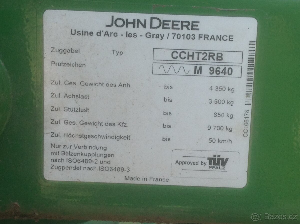 Prodám sběrací lis na kulaté balíky JOHN DEERE 854 - 3
