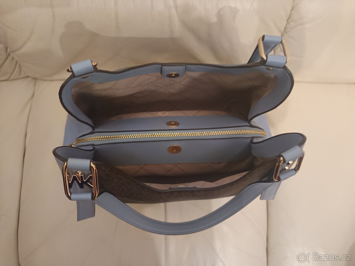 Kabelka Michael 'Kors modrá s hnědým monogramem - 3
