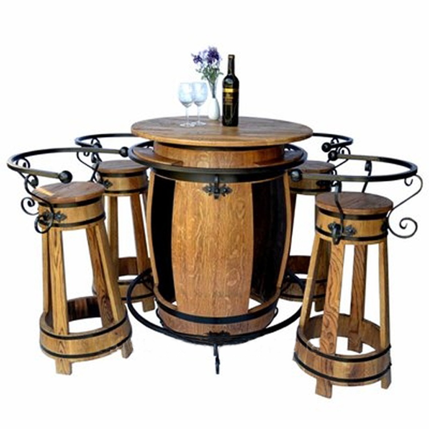 Stůl ze sudu + židle s kovanou opěrkou - 3