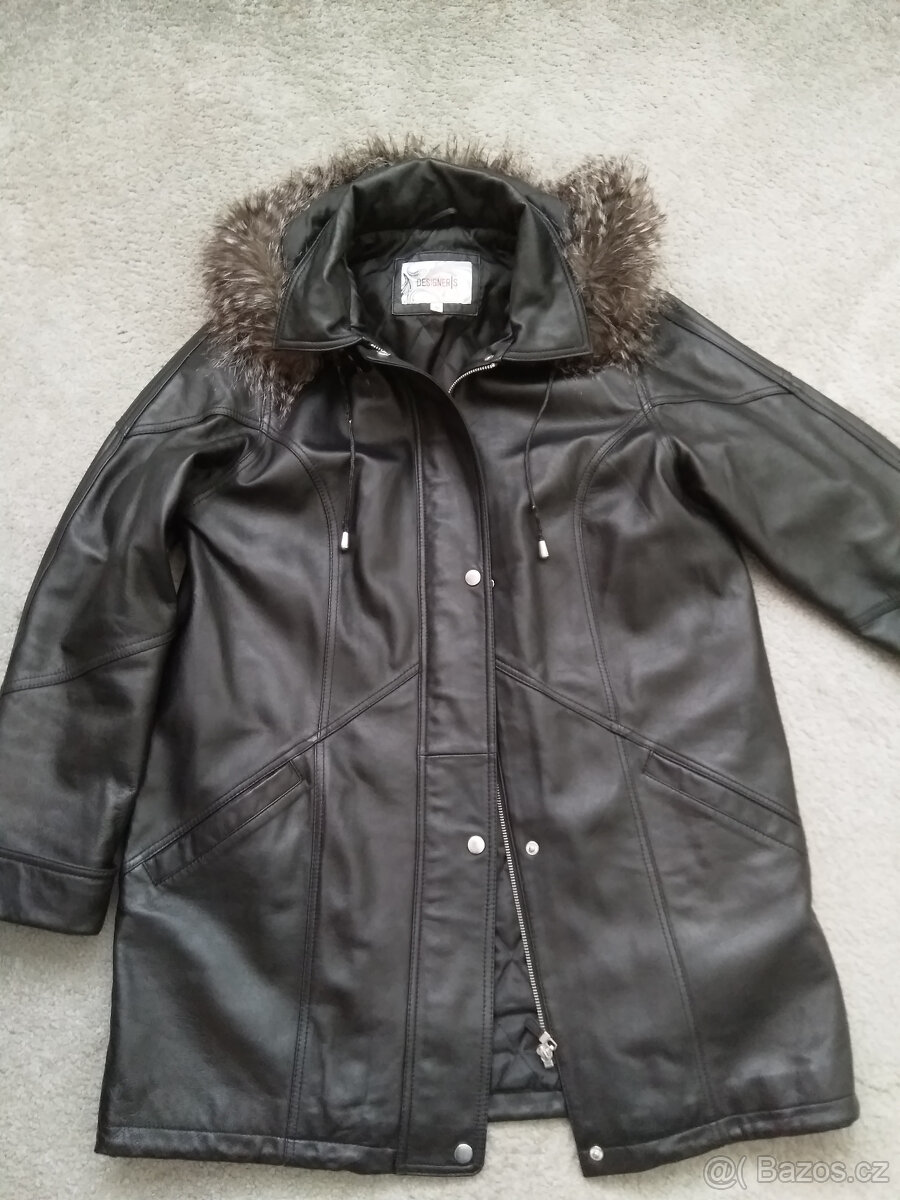 Dámská kožená bunda s kapucí - 3