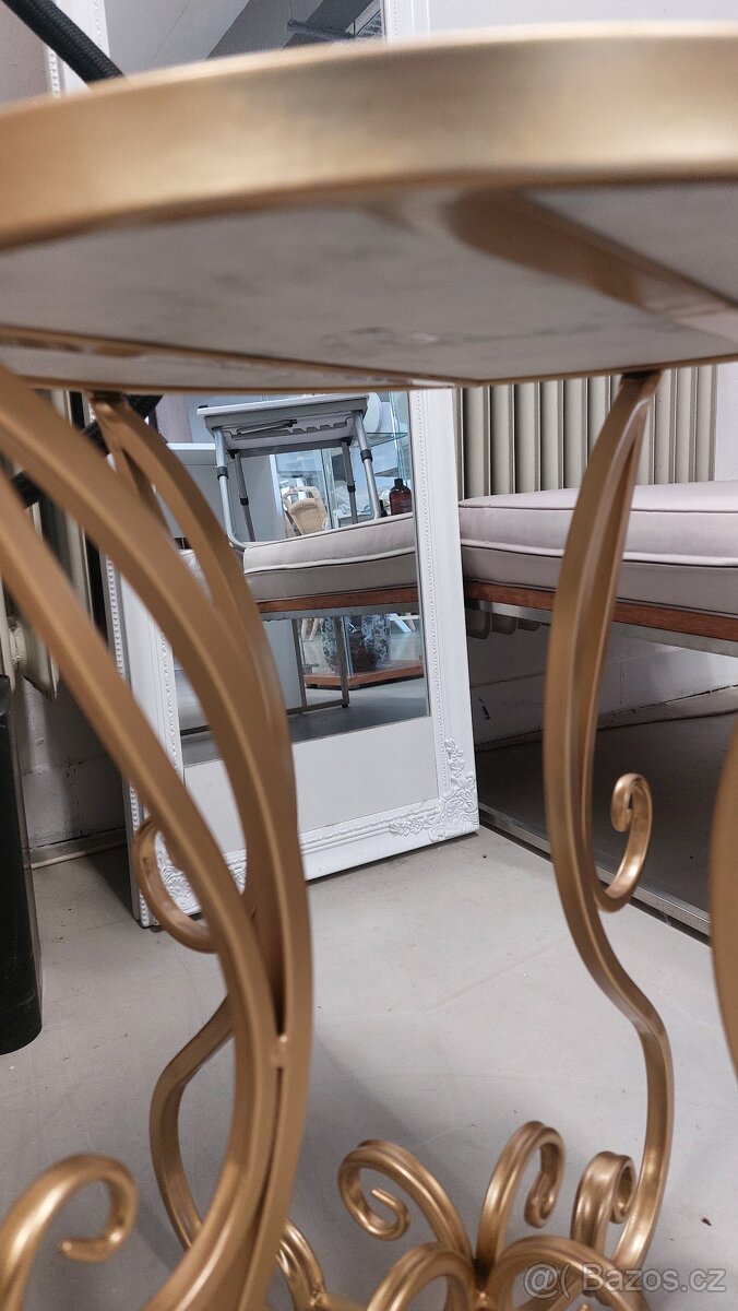 Nový zlatý stolek s mramorem coffe table (jde přetřít) - 3