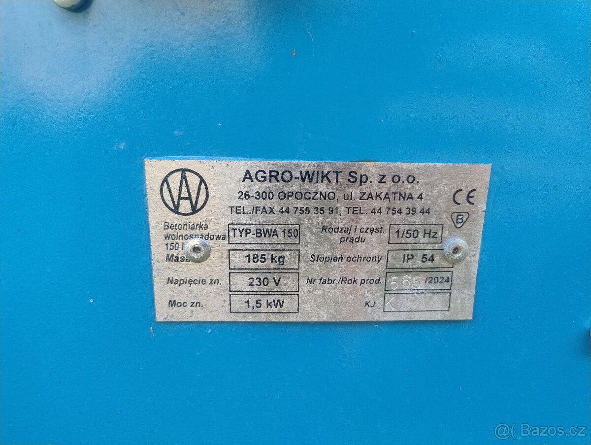 Míchačka AGRO-WIKT BWA 200 l 230 V - 3