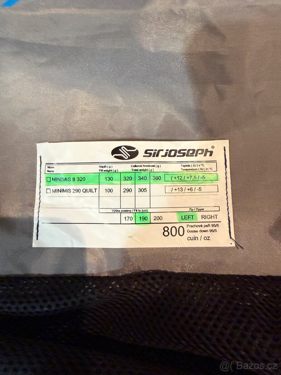 Spacák Sir Joseph Minimis II 320 ultralight - 3