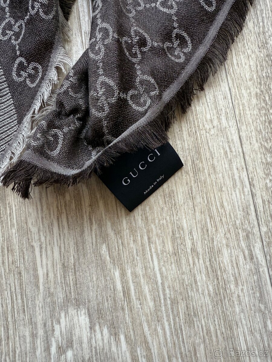 Gucci Scarf GG velký monogram šedý pléd - 3