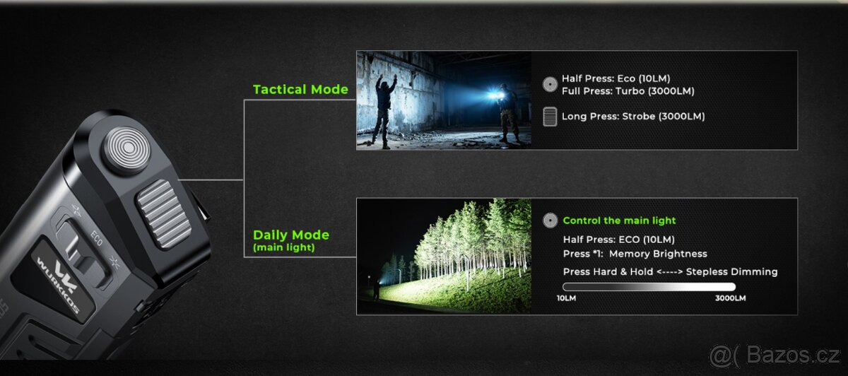 Wurkkos TD11 chytrá OLED 3000L, USB-C,RGB novinka - 3