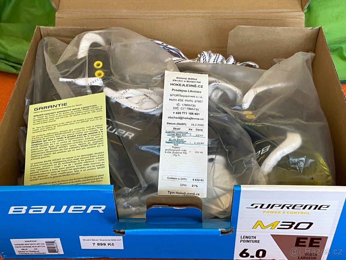 Prodám brusle Bauer Supreme M30 INT, velikost Bauer č.6 - 3