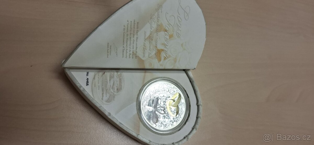 Stříbrná mince Tanzania 1000 Shillings 2014 – Love Forever ( - 3