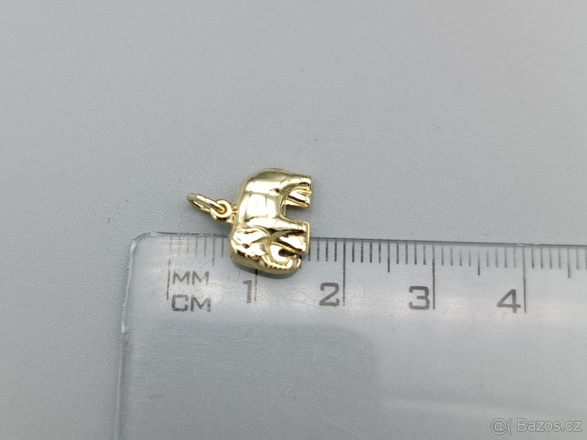 Zlatý přívěsek slon 1,00g, 14 kt, 585/1000 - 3