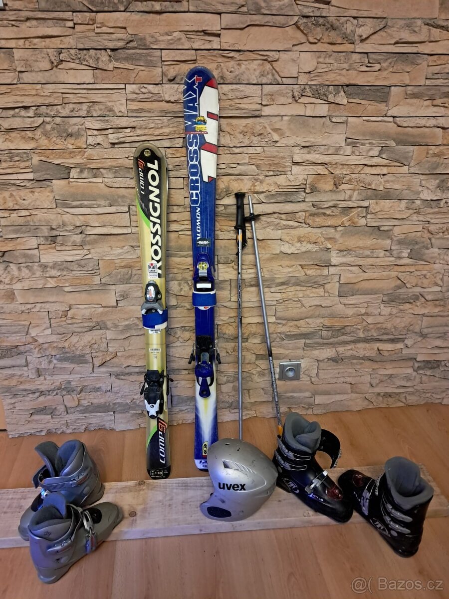 Dětské lyže a lyžáky vel. 110 a vel. 130 a dětska přilba - 3
