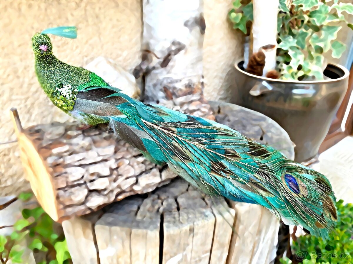 Originální a jedinečná dekorace (dárek) Páv (Peacock) 50 cm - 3