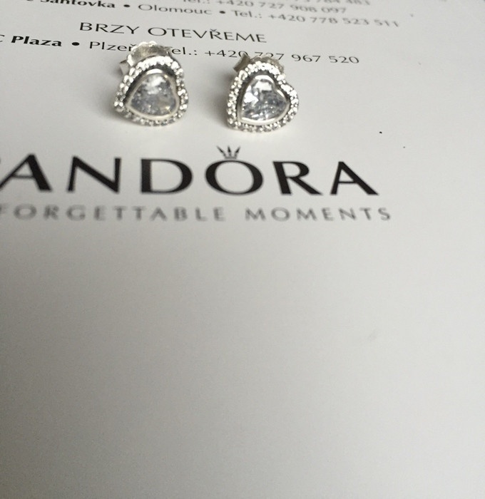 PANDORA - Stříbrné náušnice ve tvaru srdce - NOVÉ - 3