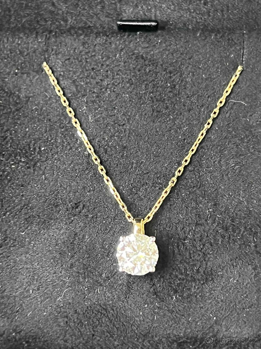 Zlatý 14K náhrdelník s diamantem 1,01 ct - 3