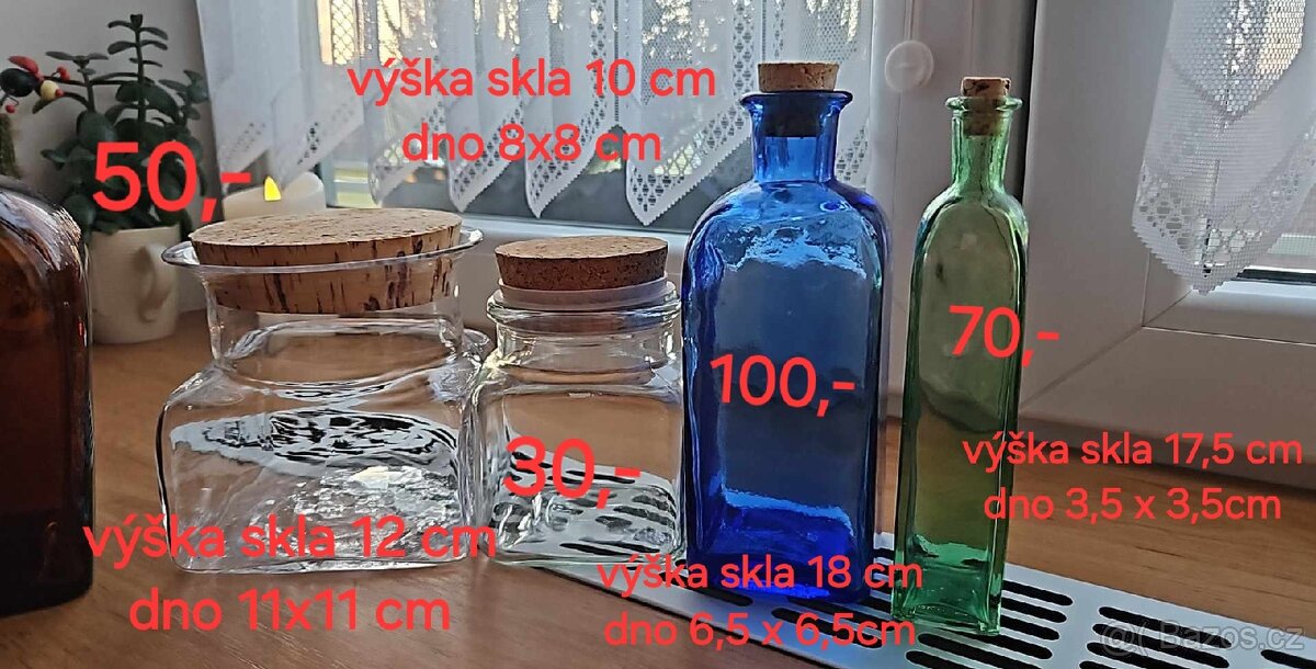 Různé skleněné dózy a láhve - 3