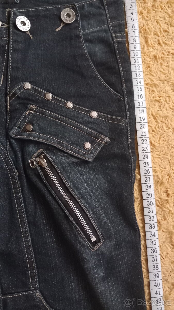 Riflové šortky černo modré - 3