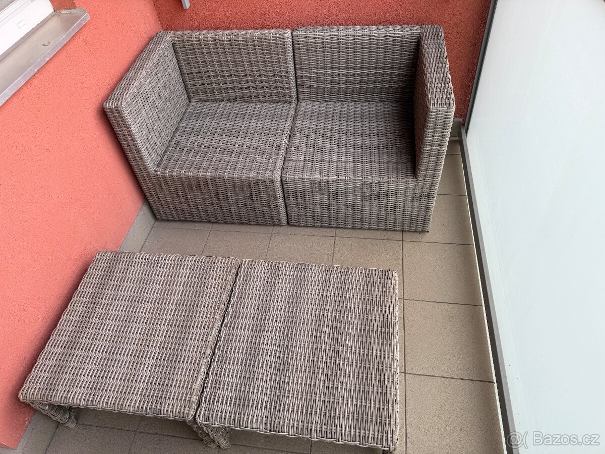 Zahradní sestava OLEA, polyratan, šeda/písková (5 dílů) - 3