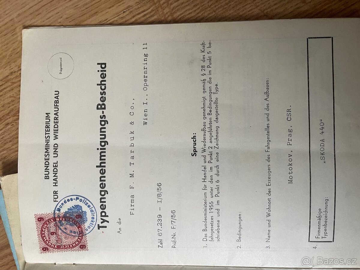 Papíry na Škoda 440 Spartak - 3