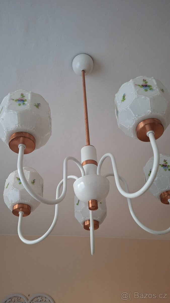 retro 5 ramenný lustr DRUKOV-bílá-mosaz - 3