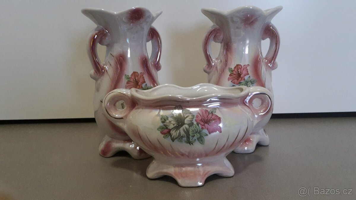 Prodám 2 vázičky a misku. Vázička 15 cm vysoká - 3