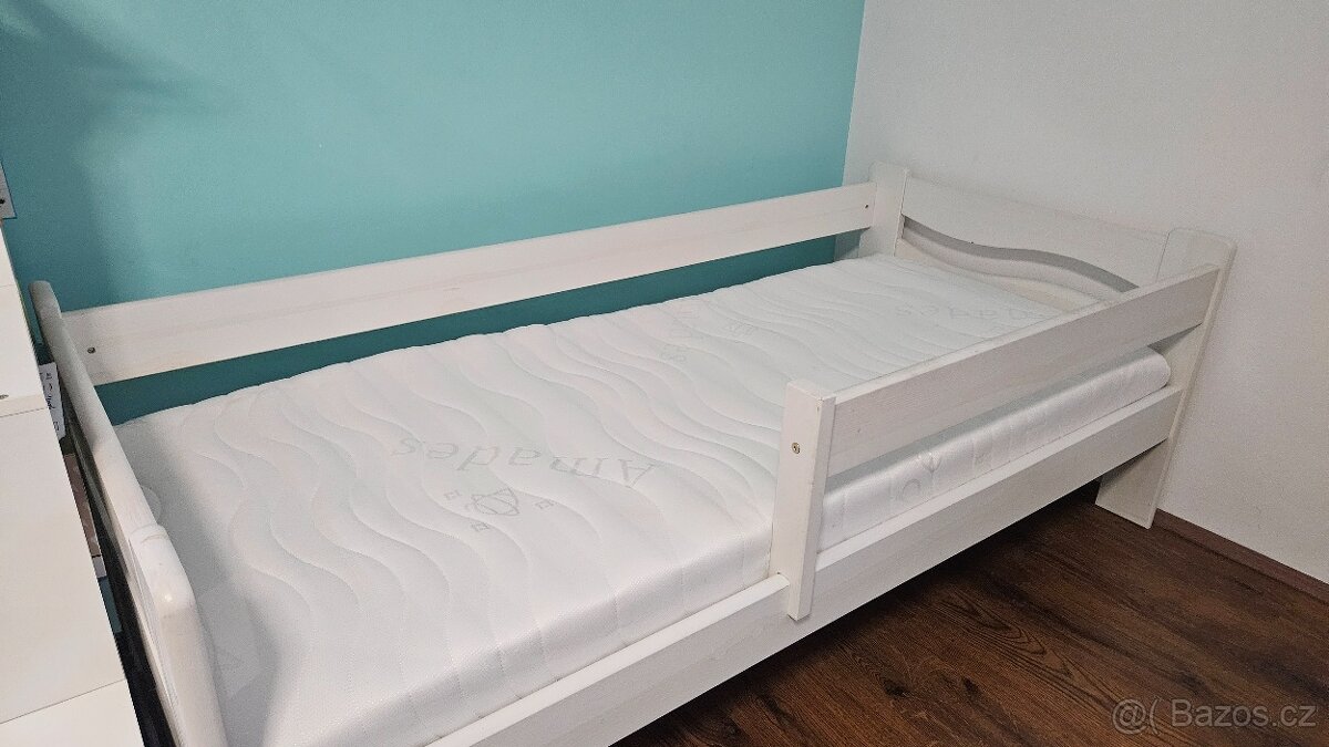 Dětská dřevěná postel 80x180cm bílá ( dětská postýlka ) - 3
