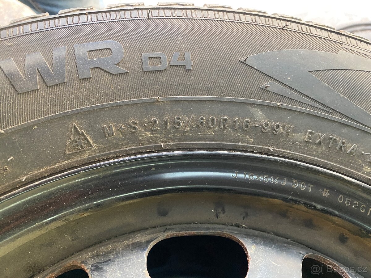 Plechové disky 16” 5x114,3 a zimní pneu 215/60/R16 - 3
