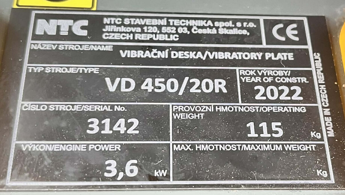 Vibrační deska NTC VD 450/20R jako nová - 3