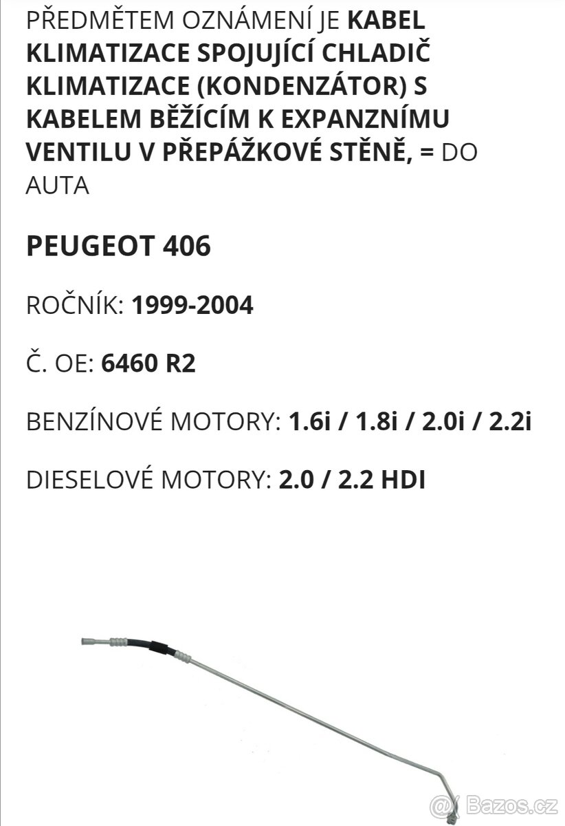 Originální trubka klimatizace peugeot 406 - 3