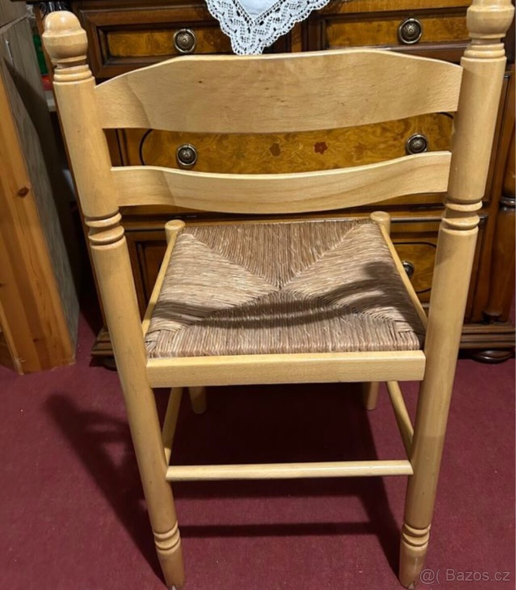 Dřevěné židle s proutěným vypletem - 3