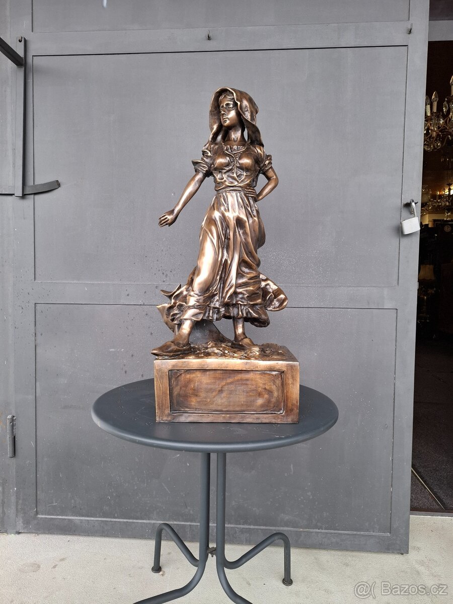 Velká bronzová socha, značená - 3