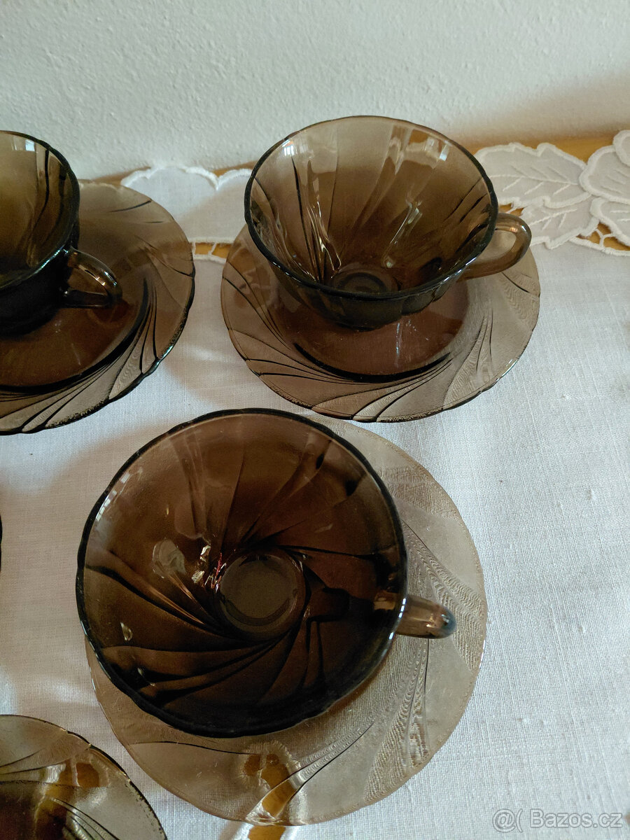 Retro kávová souprava skleněná Vereco France - 3